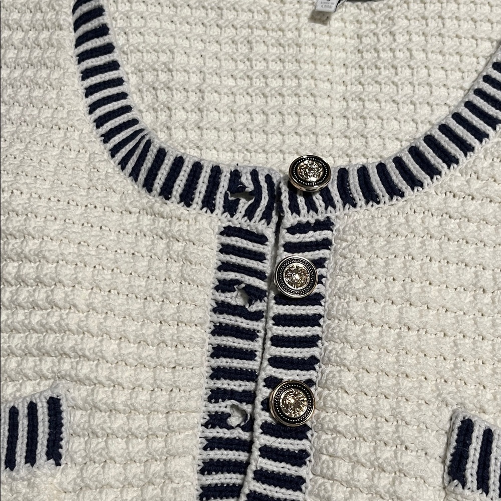Mable Cream and Black Buttoned Cardigan Vest - Picture 2 of 11